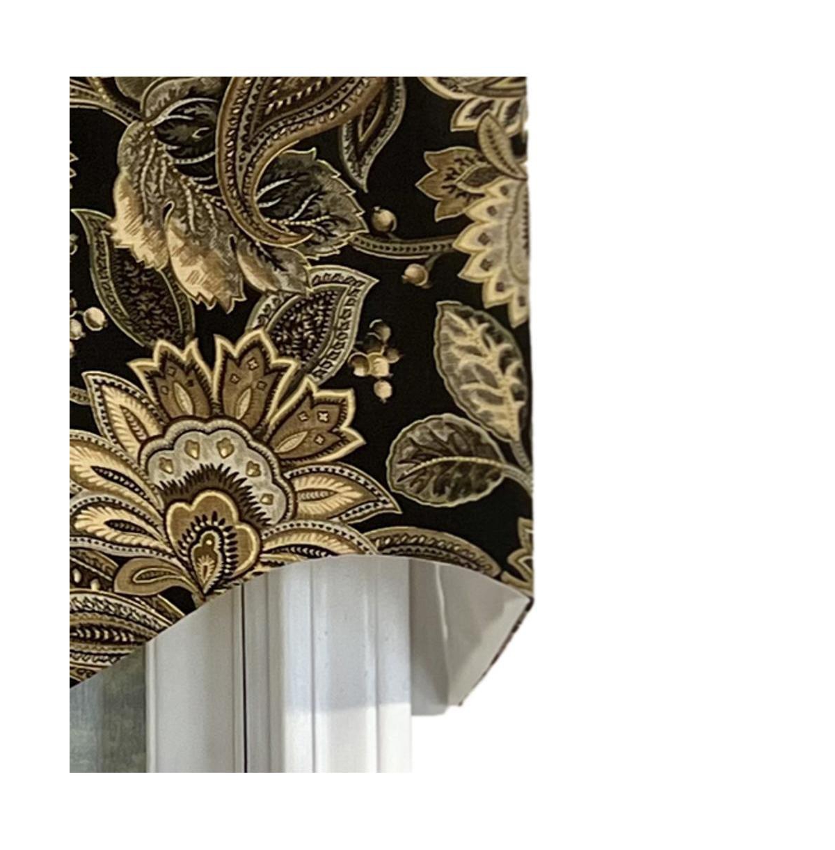 Rlf Home Valdosta Regal Style 3" Rod Pocket Valance 50" x 17" Black by Rlf Home