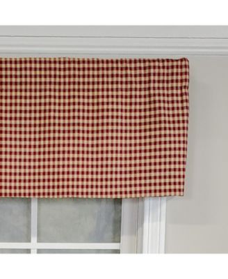 Rusty Check Tailored 100% Cotton with Fully Lined 3" Rod Pocket Valnance for Windows 50" x 14" Red