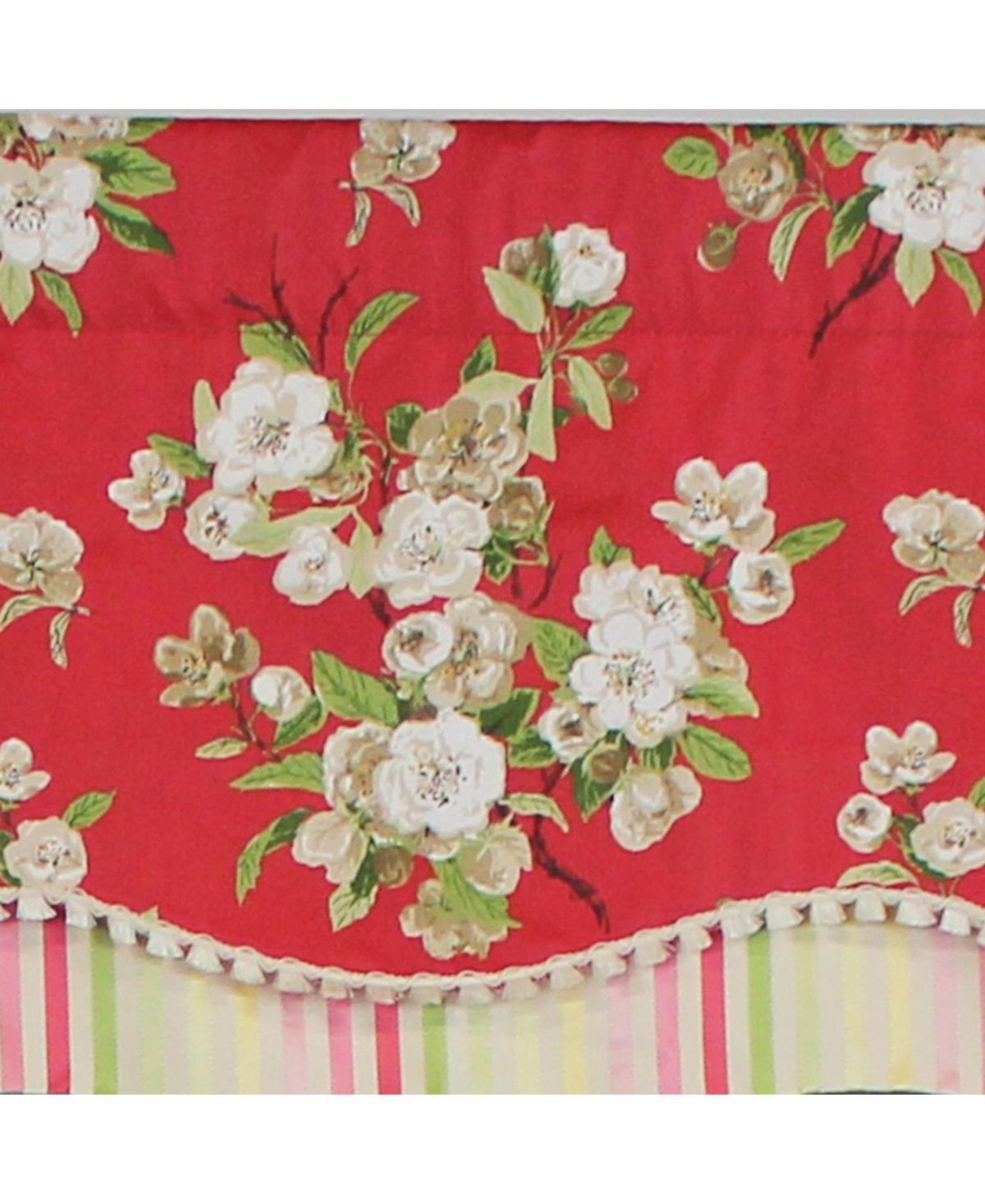Rlf Home Primrose Trimmed Glory 100% Cotton with Fully Lined 3" Rod Pocket Valnance for Windows 50" x 16" Red