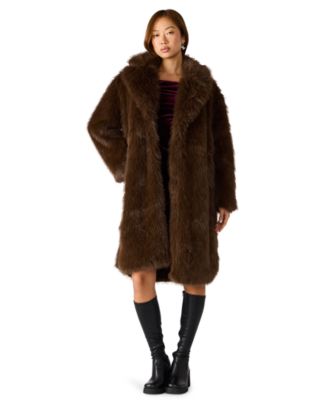 Steve Madden Women's Larkin Oversized Faux Fur Coat - Macy's