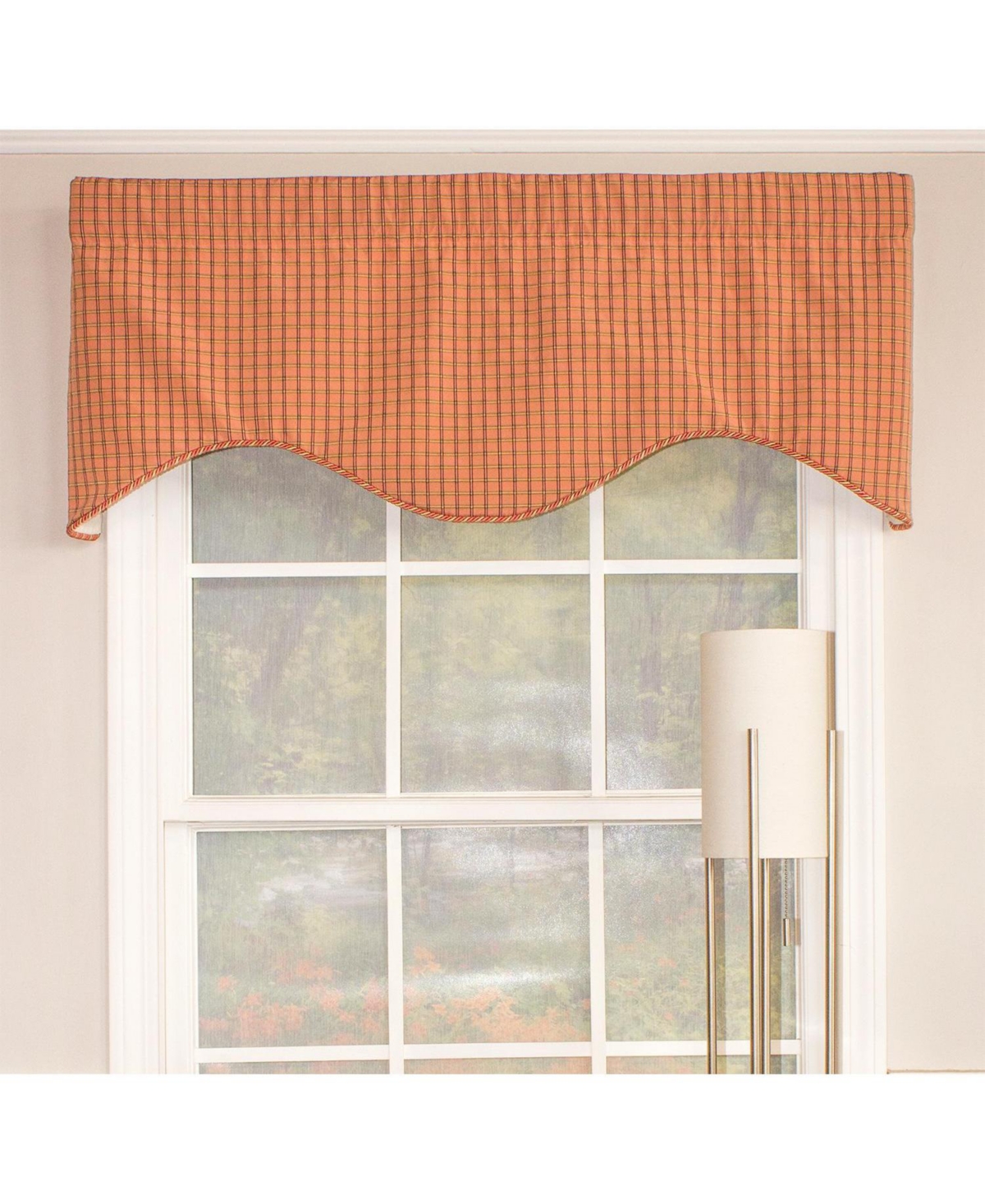 Rlf Home Common Check Corded Cornice 100% Cotton with Fully Lined 3" Rod Pocket Valnance for Windows 50" x 17" Candy
