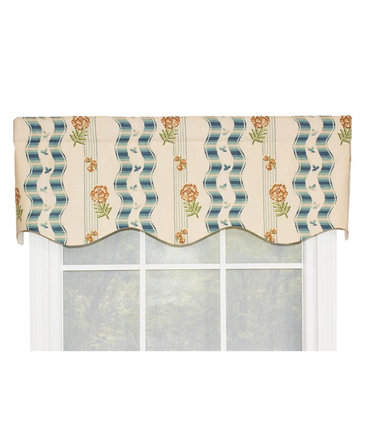 Rlf Home Dauphine Provance 100% Cotton with Fully Lined 3" Rod Pocket Valnance for Windows 50" x 15" Teal
