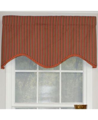 Olivia Stripe Trimmed Cornice 100% Cotton with Fully Lined 3" Rod Pocket Valnance for Windows 50" x 17" Multi