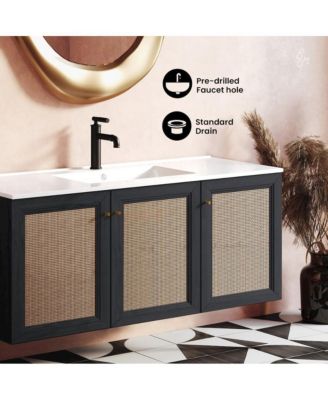 Classe 48" Wall-Mounted Bathroom Vanity in Black Oak