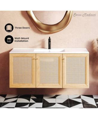 Classe 48" Wall-Mounted Bathroom Vanity in Natural Oak