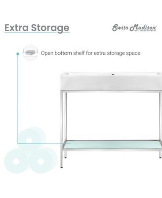 Pierre 40 Single, Freestanding, Open Shelf, Chrome Metal Frame Bathroom Vanity