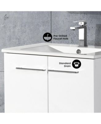 Annecy 24" Freestanding Bathroom Vanity in White with Sink Top