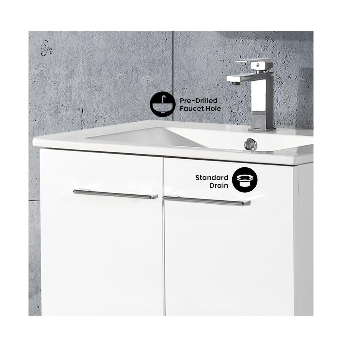 Swiss Madison Annecy 24"; Freestanding Bathroom Vanity in White with Sink Top