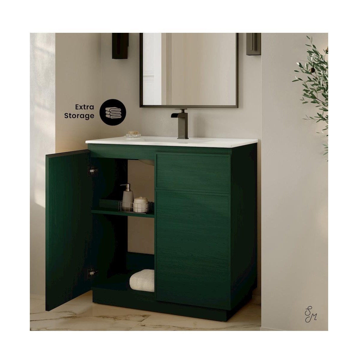 Swiss Madison St. Tropez 36" Freestanding Bathroom Vanity in Oak with Sink Top