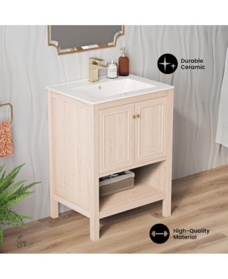 Chateau 24" Freestanding Bathroom Vanity in White Oak with Sink Top