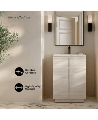 St. Tropez 24" Freestanding Bathroom Vanity in White Oak with Sink Top
