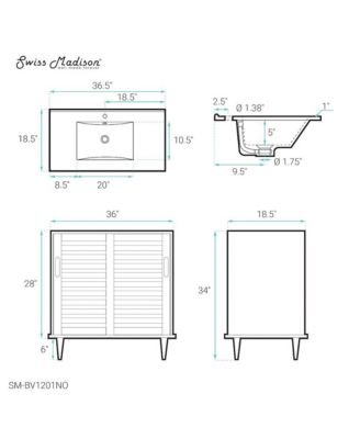 Delice 36" Freestanding Bathroom Vanity in Natural Oak with Sink Top