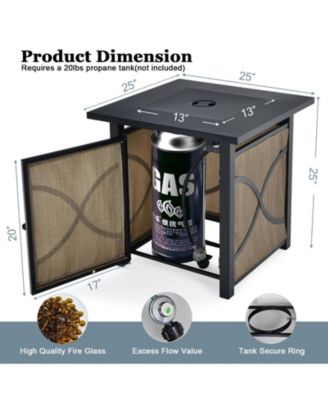 25 Inch 40000 BTU Propane Fire Pit Table with Lid and Fire Glass