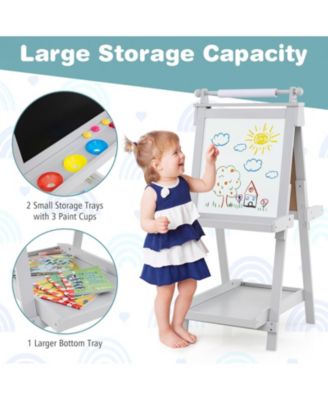 3-in-1 Double-sided Art Easel with Chalkboard and Magnetic Whiteboard
