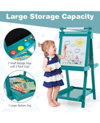 3-in-1 Double-sided Art Easel with Chalkboard and Magnetic Whiteboard