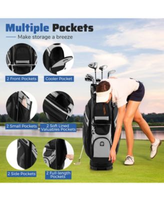 Molded Lock Top Golf Cart Bag with 14-Way Full Length Dividers and 11 Pockets