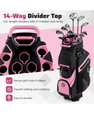 Molded Lock Top Golf Cart Bag with 14-Way Full Length Dividers and 11 Pockets