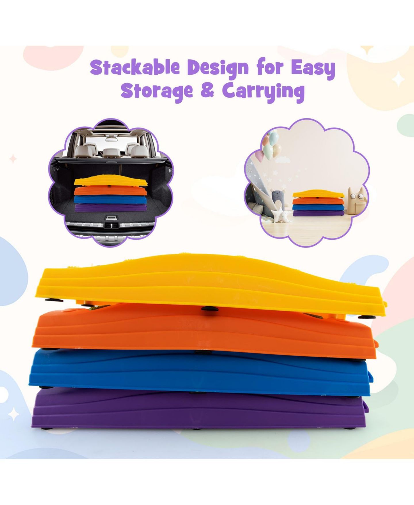 Детские игрушки Mecale Kids Wavy Balance Beam Textured Non-Slip 20-Piece Set, Ages 3+ — фото 7
