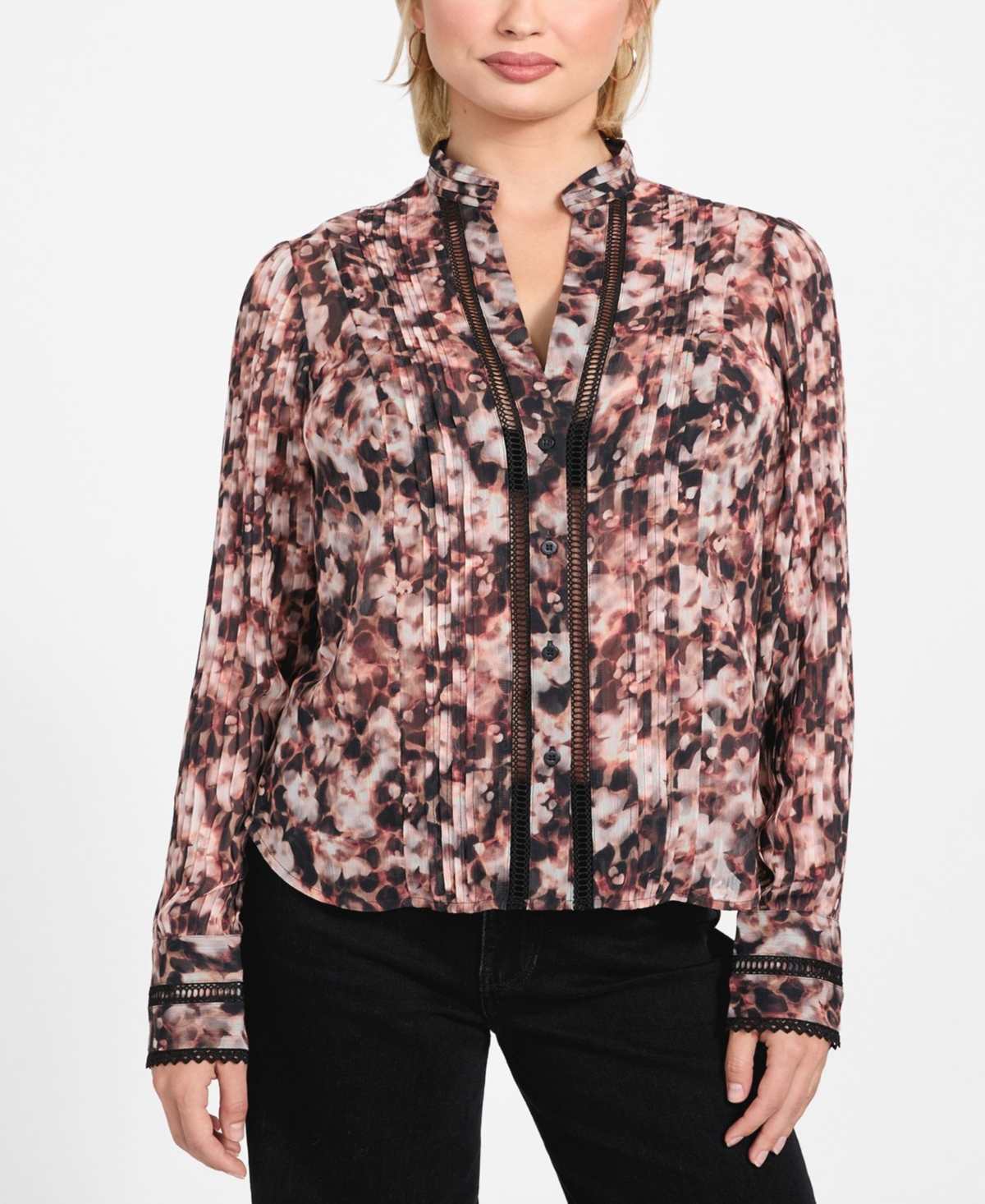 Guess Women's Josette Printed Long-Sleeve Top