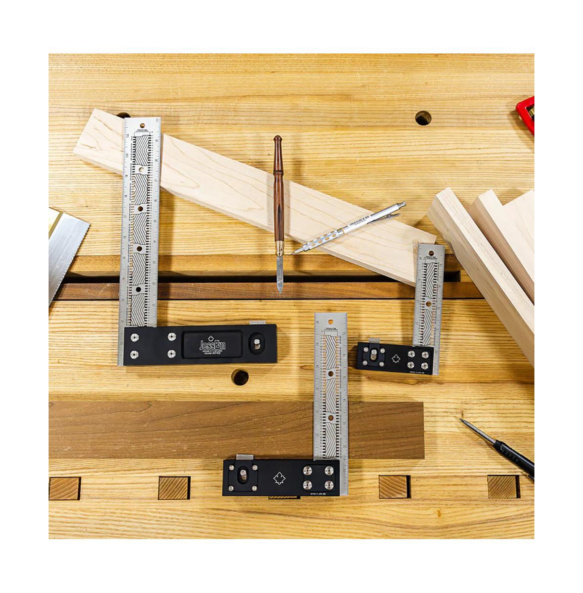 JessEm 07401 6 Inch Stainless Steel Precision Square Measuring Tool Ruler with Patented Flex Grip and Fade Resistant Markings - Imperial