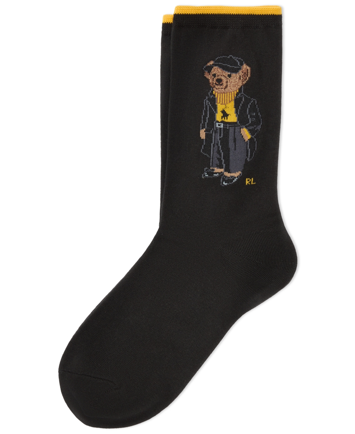 Polo Ralph Lauren Women's Holiday Bear Knit Crew Socks In Black