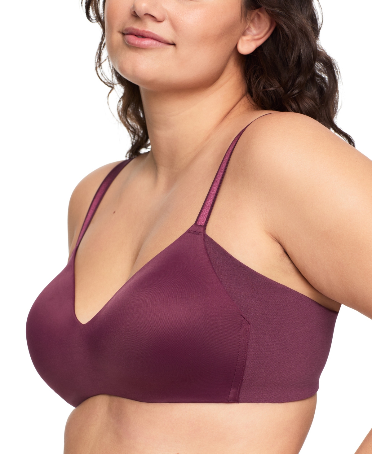 Warner's Women's No Side Effects Underarm-smoothing Wireless Bra Rm3061a In Burgundy