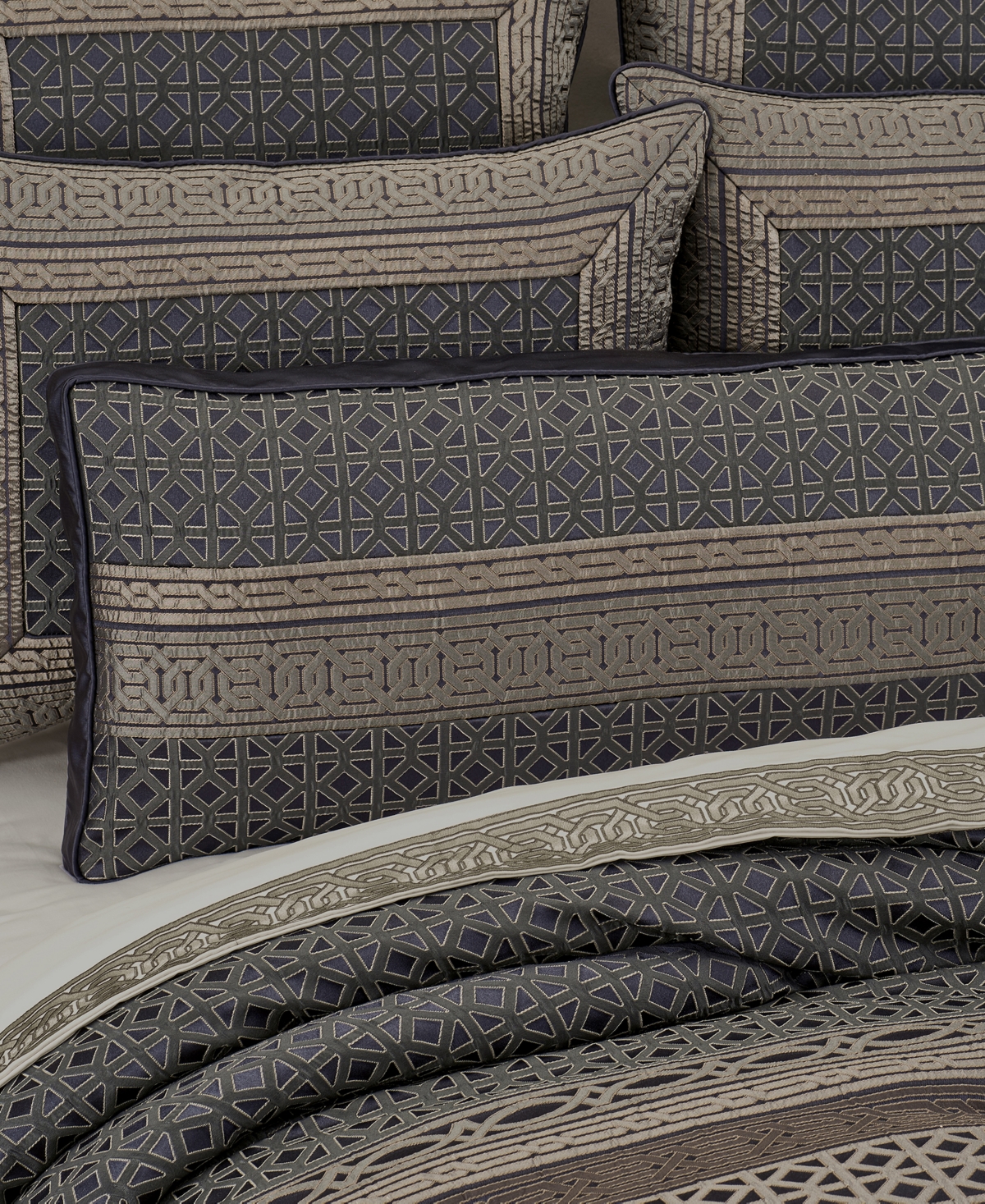J Queen New York Alaro Geometric Bolster Decorative Pillow, 15" x 52"
