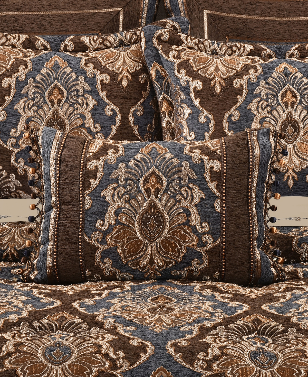 J Queen New York Sofia Chenille Damask Boudoir Decorative Pillow, 15" x 21"