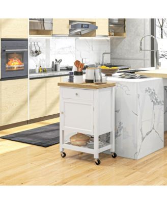 Rubberwood Top Kitchen Cart, Rolling Kitchen Island