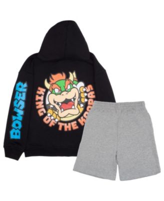 Big Boys Super Bros Bowser 2-Piece Zip-Up Hoodie and Shorts Bundle Set