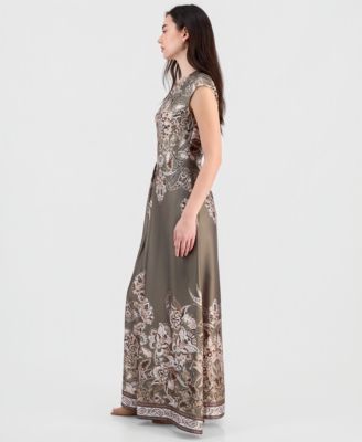 Women's Printed Extended V-Neck Dress