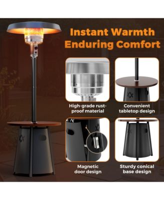 50,000 BTU Propane Patio Heater with 28" Round Storage Table and Adjustable Thermostat