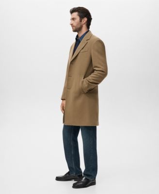 Men's Straight Fit Wool-Blend Overcoat