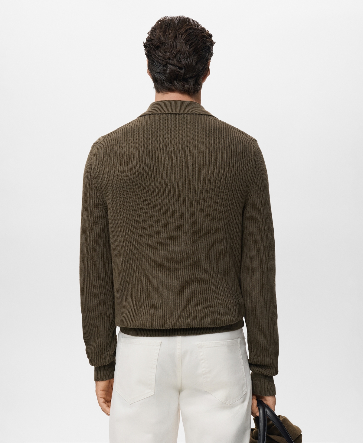 Mango Men's Structured Cotton Polo Sweater