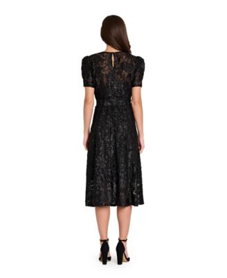 Women&#39;s Puff Short-Sleeve Burnout Dress