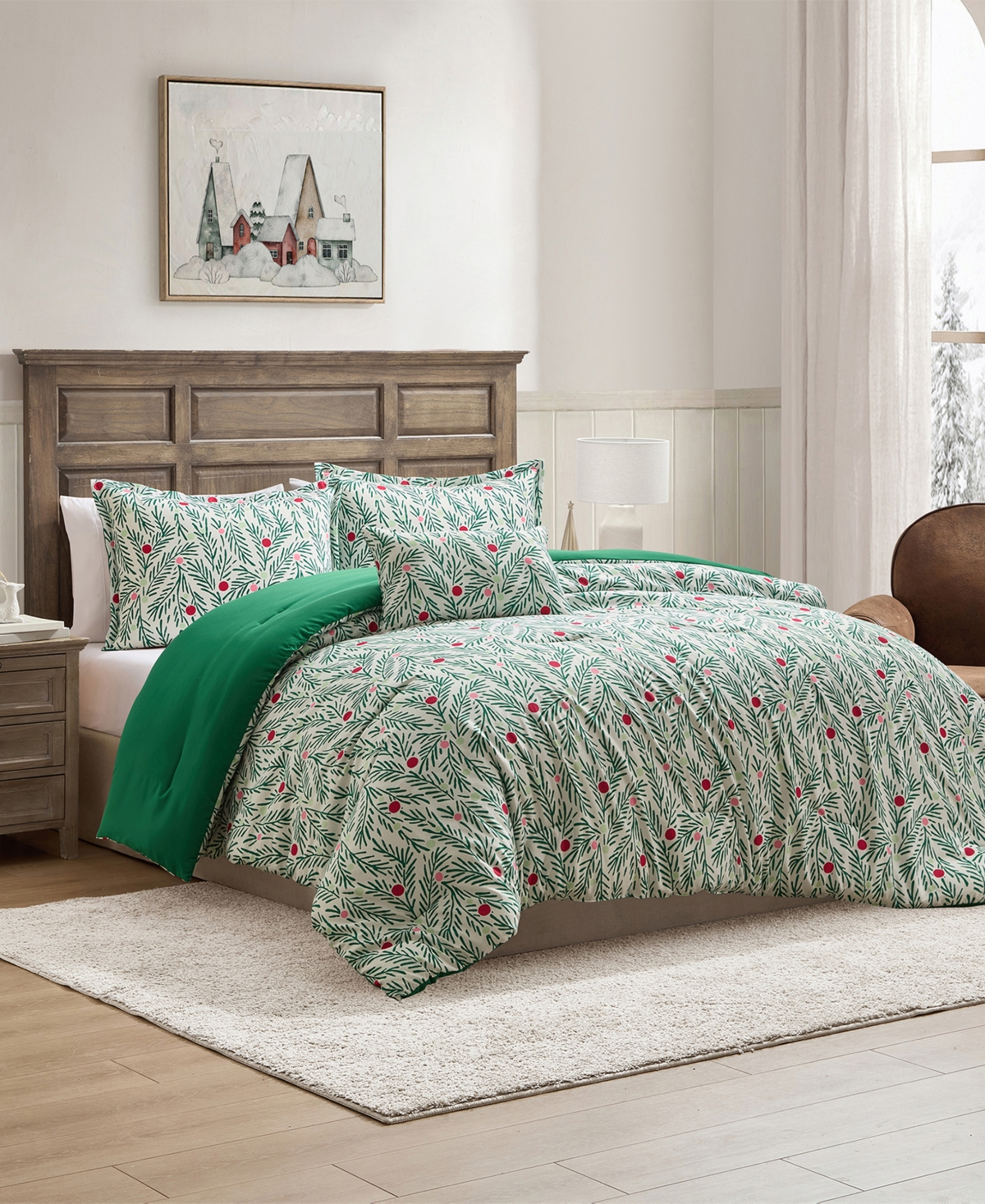 Hallmark Green Branches Holiday 4-Pc. Comforter Set