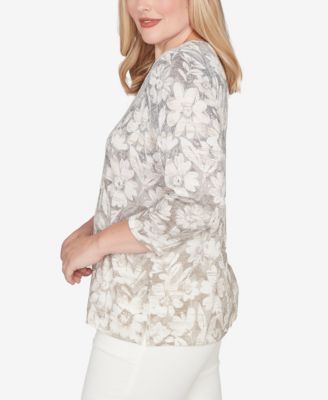 Women's Petite Vienna Floral Print Top