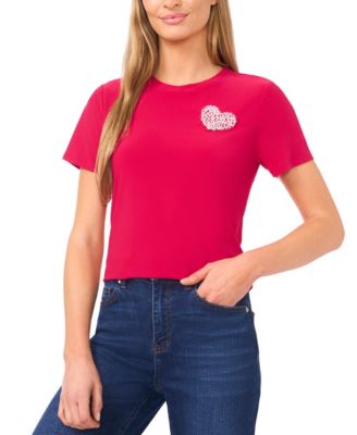 CeCe - Women's Pull-On Heart Applique T-Shirt