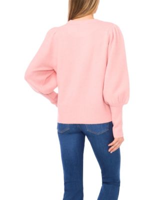 Women's Valentine's Crewneck Rhinestone Heart-Appliqu&eacute; Long-Sleeve Sweater
