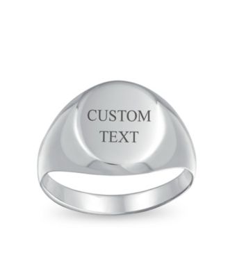 Basic Simple Initial Monogram Sterling Silver Ring Oval Signet Design