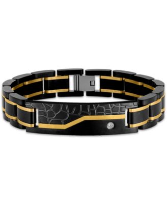 Esquire Men's Jewelry - Diamond Watch Link Bracelet (1/20 ct. t.w.) in Black & Gold Ion-Plated Stainless Steel