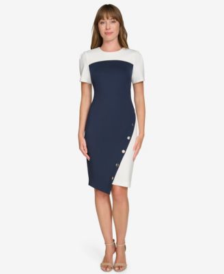 Women's Color-Blocked Asymmetric Scuba Dress