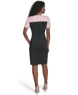 Women's Color-Blocked Asymmetric Scuba Dress