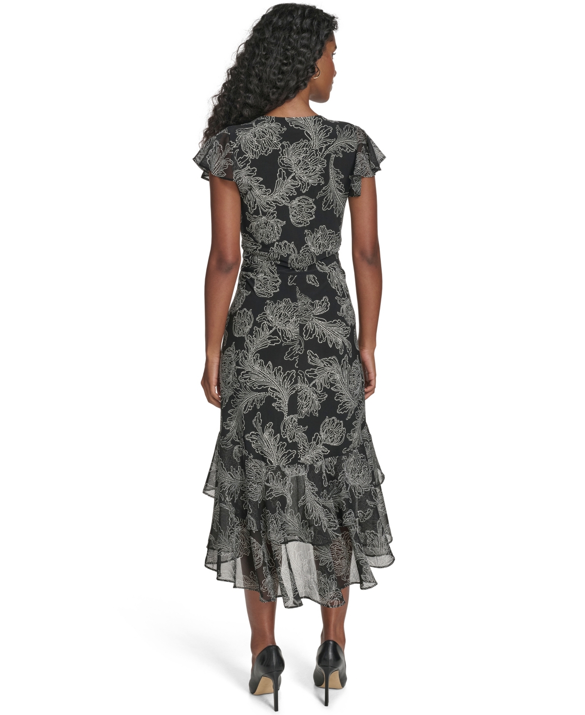 Tommy Hilfiger Women's Flutter Sleeve Tiered Midi Dress