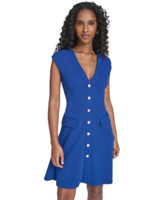 Women's V-Neck Fit and Flare Dress