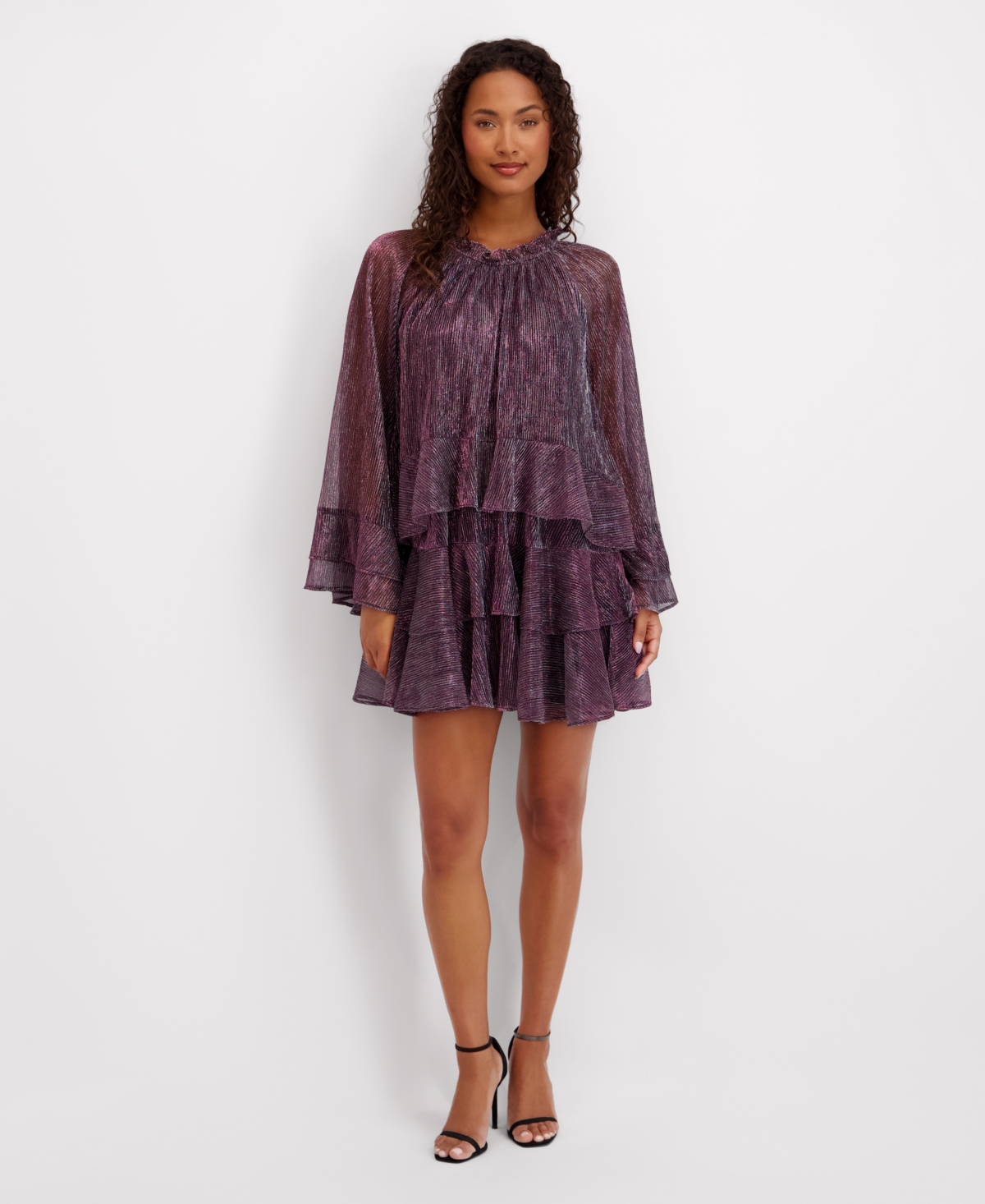 kensie Women's Shimmer Crewneck Short Dress