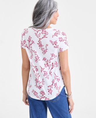 Women's Printed Short-Sleeve V-Neck T-Shirt