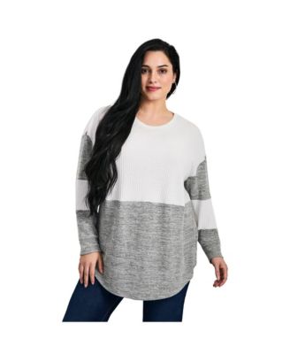 Women's Plus Size Leisure Splice Hacci Top