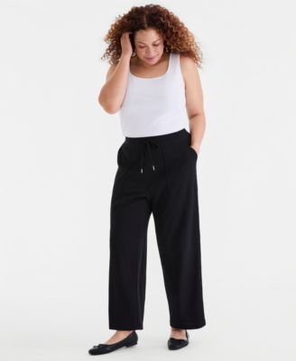 Plus Size Waffle-Knit Drawstring Pants