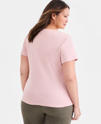 Plus Size Short-Sleeve Henley Top